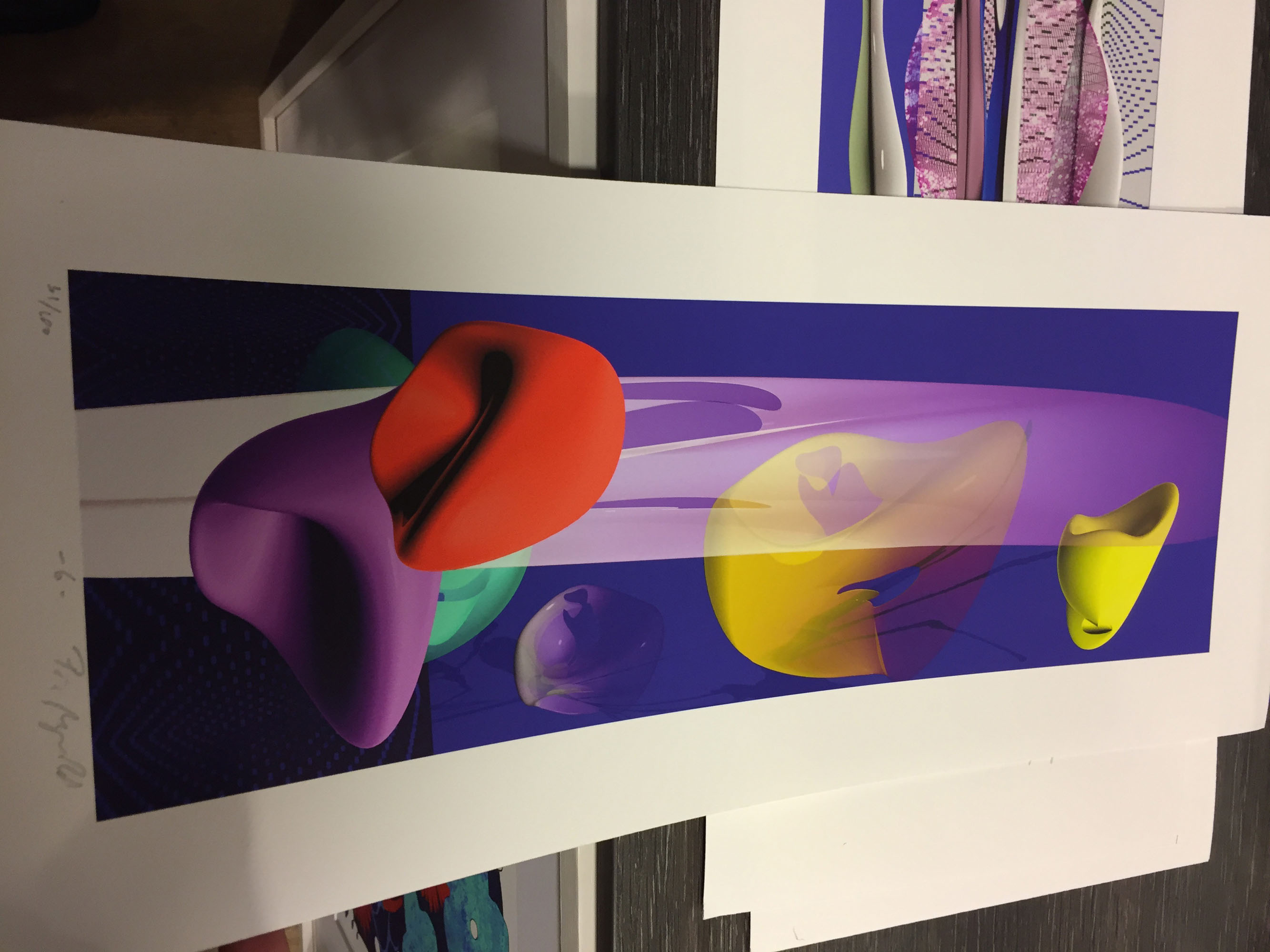 Multikunstner Pia Myrvold viste et utvalg av sine grafiske trykk etter foredragene på kunstseminaret i februar 2017.